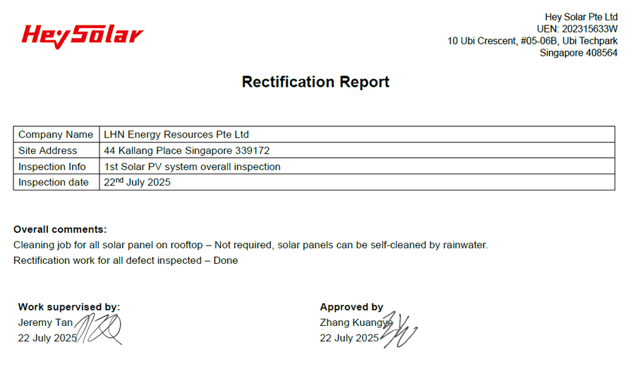 Rectification report